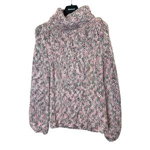 POL Women's Pink and Gray Oversized Cowl Turtleneck Sweater sz M